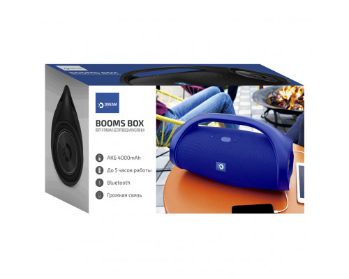 Колонка BLUETOOTH BOOMS BOX (AUX, microSD, USB, АКБ 4000mah) синий DREAM (скидка 40 процентов)